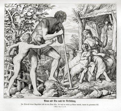 Adam i Ewa po wygnaniu z Edenu, Genesis autorstwa Julius Schnorr von Carolsfeld