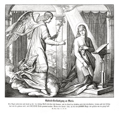 Zwiastowanie, Ewangelia Łukasza autorstwa Julius Schnorr von Carolsfeld