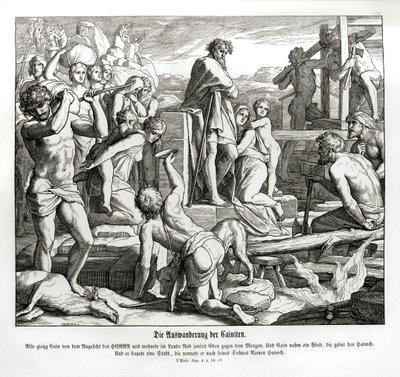 Życie Kaina w Nod po jego wygnaniu, Genesis autorstwa Julius Schnorr von Carolsfeld