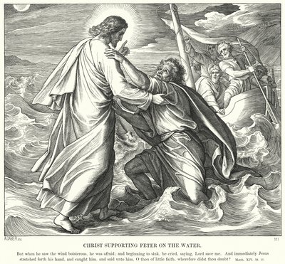 Chrystus wspiera Piotra na wodzie autorstwa Julius Schnorr von Carolsfeld