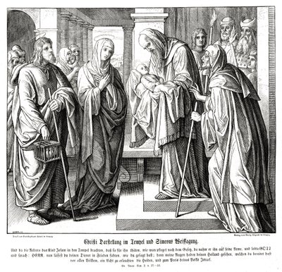 Chrystus przedstawiony w świątyni, Ewangelia Łukasza autorstwa Julius Schnorr von Carolsfeld