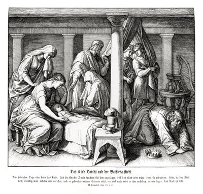 Umiera dziecko Dawida i Batszeby, 2 Samuela autorstwa Julius Schnorr von Carolsfeld