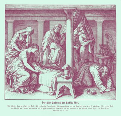 Umiera dziecko Dawida i Batszeby, 2 Samuela autorstwa Julius Schnorr von Carolsfeld