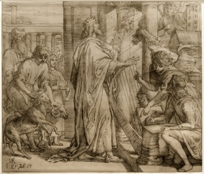 Dawid Psalmista - Uwielbienie autorstwa Julius Schnorr von Carolsfeld