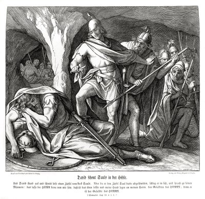 Dawid oszczędza życie Saula autorstwa Julius Schnorr von Carolsfeld