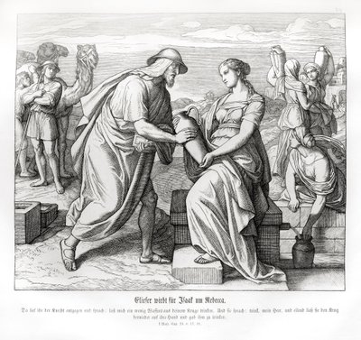 Eliezer i Rebecca przy studni, Genesis autorstwa Julius Schnorr von Carolsfeld
