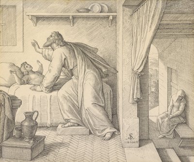 Eliasz wskrzesza syna wdowy z Sarepty autorstwa Julius Schnorr von Carolsfeld