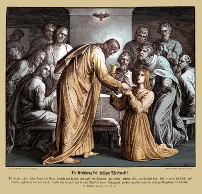 Eucharystia, Ewangelia Mateusza autorstwa Julius Schnorr von Carolsfeld