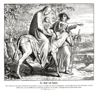 Ucieczka do Egiptu, Ewangelia Mateusza autorstwa Julius Schnorr von Carolsfeld