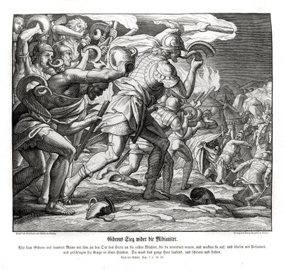 Zwycięstwo Gedeona nad Midianitami, sędziowie autorstwa Julius Schnorr von Carolsfeld