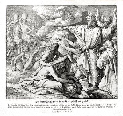 Izraelici otrzymują jedzenie na pustyni, Exodus autorstwa Julius Schnorr von Carolsfeld