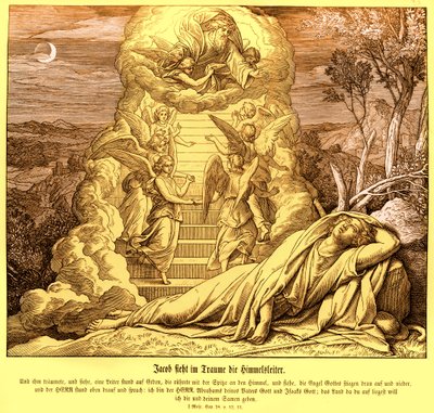 Jakub śni o drabinie do nieba, Genesis autorstwa Julius Schnorr von Carolsfeld