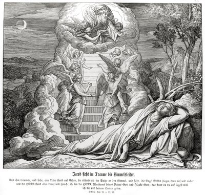 Jakub śni o drabinie do nieba, Genesis autorstwa Julius Schnorr von Carolsfeld