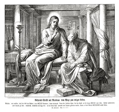 Jezus i Nikodem, Ewangelia Jana autorstwa Julius Schnorr von Carolsfeld