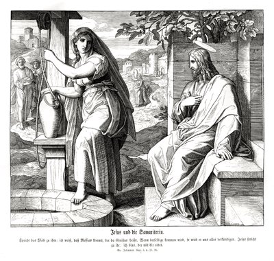 Jezus i Samarytanka, Ewangelia Jana autorstwa Julius Schnorr von Carolsfeld