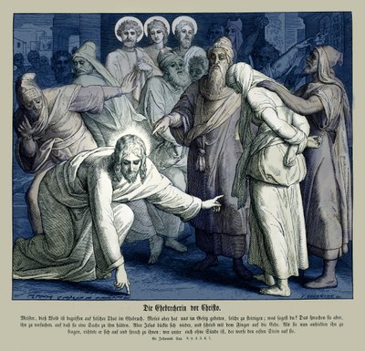 Jezus i cudzołożnica, Ewangelia Jana autorstwa Julius Schnorr von Carolsfeld