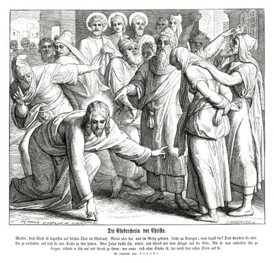 Jezus i cudzołożnica, Ewangelia Jana autorstwa Julius Schnorr von Carolsfeld