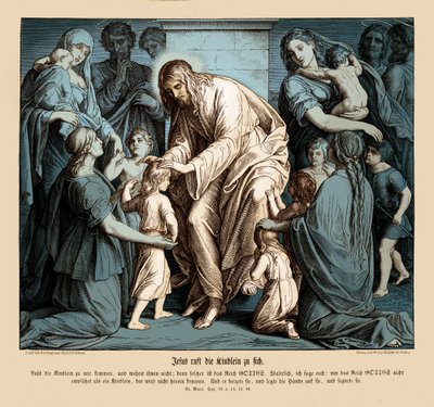 Jezus wzywa do siebie dzieci, Ewangelia Marka autorstwa Julius Schnorr von Carolsfeld