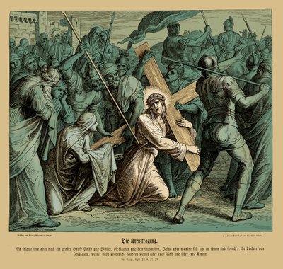 Jezus niosący krzyż, Ewangelia Łukasza autorstwa Julius Schnorr von Carolsfeld