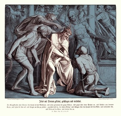 Jezus otrzymuje koronę cierniową, Ewangelię Marka autorstwa Julius Schnorr von Carolsfeld