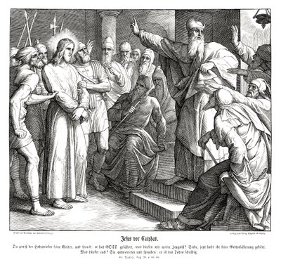 Proces Jezusa przed Kajfaszem, Ewangelia Mateusza autorstwa Julius Schnorr von Carolsfeld