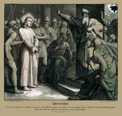 Proces Jezusa przed Kajfaszem, Ewangelia Mateusza autorstwa Julius Schnorr von Carolsfeld