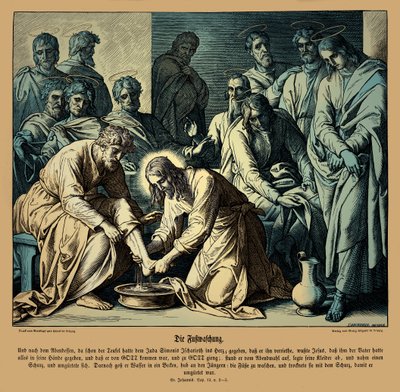 Jezus myje nogi swoim uczniom, Ewangelia Jana autorstwa Julius Schnorr von Carolsfeld