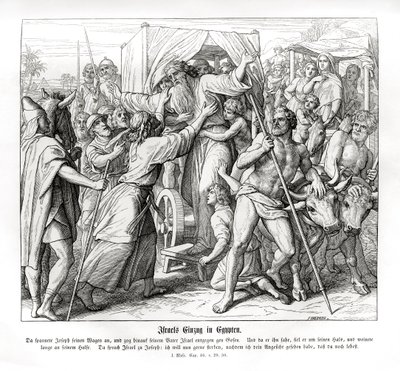 Ojciec Józefa przybywa do Egiptu, Genesis autorstwa Julius Schnorr von Carolsfeld