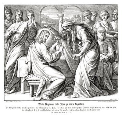 Maria Magdalena namaszcza Jezusa, Ewangelia Mateusza autorstwa Julius Schnorr von Carolsfeld