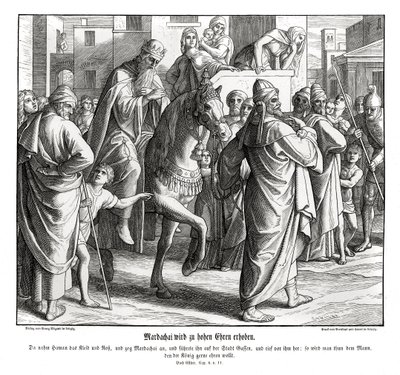 Mardocheusz jest uhonorowany przez króla Esther autorstwa Julius Schnorr von Carolsfeld