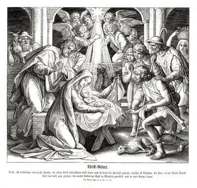 Narodzenia, Ewangelia Łukasza autorstwa Julius Schnorr von Carolsfeld