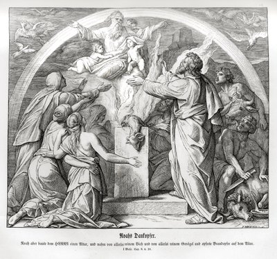 Ofiara dziękczynna Noego po potopie, Genesis autorstwa Julius Schnorr von Carolsfeld