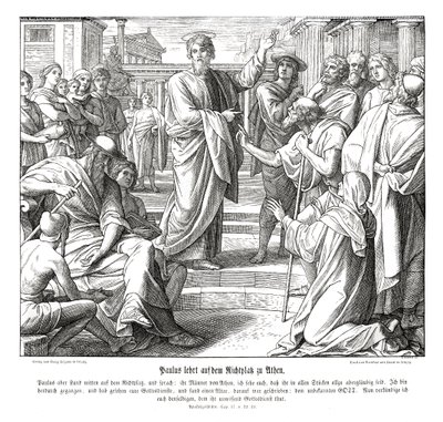 Paweł głosi w Atenach, Dzieje Apostolskie autorstwa Julius Schnorr von Carolsfeld