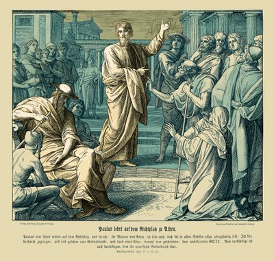 Paweł głosi w Atenach, Dzieje Apostolskie autorstwa Julius Schnorr von Carolsfeld