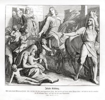 Faraon czyni Józefa przywódcą Egiptu, Genesis autorstwa Julius Schnorr von Carolsfeld