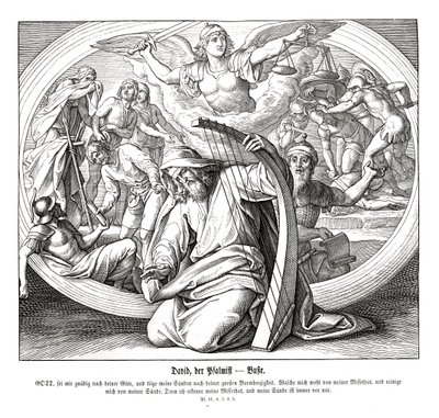 Psalmy - pokuta autorstwa Julius Schnorr von Carolsfeld