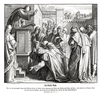 Pokuta ludu, Nehemiasz autorstwa Julius Schnorr von Carolsfeld