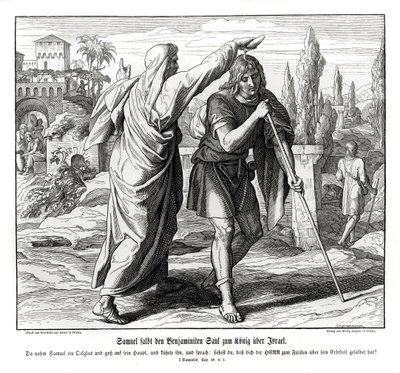 Samuel namaszcza Saula na króla Izraela autorstwa Julius Schnorr von Carolsfeld