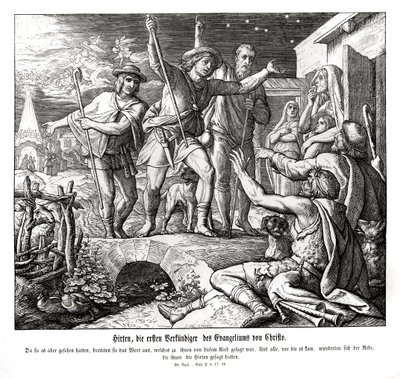 Pasterze szerzą ewangelię, Ewangelię Łukasza autorstwa Julius Schnorr von Carolsfeld