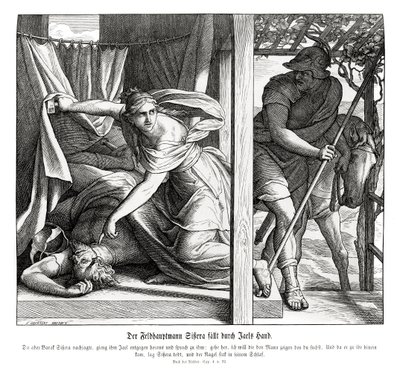 Sisera zostaje zabity przez Jael, sędziowie autorstwa Julius Schnorr von Carolsfeld