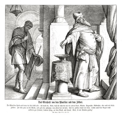 Faryzeusz i celnik, Ewangelia Łukasza autorstwa Julius Schnorr von Carolsfeld