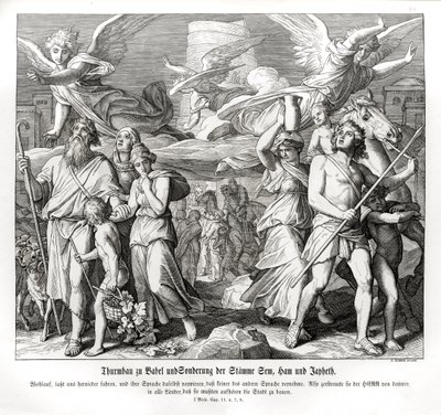 Wieża Babel, Genesis autorstwa Julius Schnorr von Carolsfeld