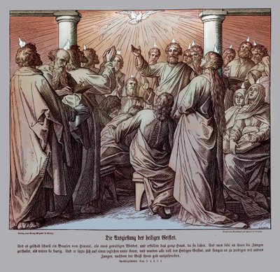 Apostołowie są napełnieni duchem świętym, Dzieje Apostolskie autorstwa Julius Schnorr von Carolsfeld