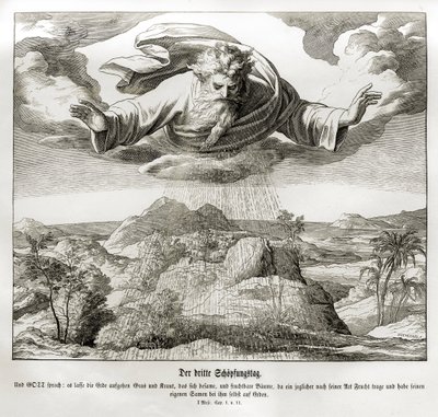 Trzeci dzień stworzenia, Genesis autorstwa Julius Schnorr von Carolsfeld