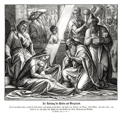 Mędrcy, Ewangelia Mateusza autorstwa Julius Schnorr von Carolsfeld