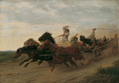 Rasa pijanych słowackich chłopów autorstwa Julius von Blaas d. Ä.