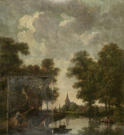 Obraz tapety z holenderskim pejzażem z rzeką autorstwa Jurriaan Andriessen (attributed to)