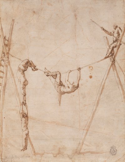 Akrobaci na linie. autorstwa Jusepe de Ribera