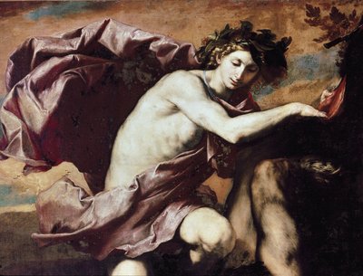 Apollo i Marsyas Apollo, po wygraniu wyzwania z Marsjasem, każą mu obrać, a następnie wrzucić do jaskini. autorstwa Jusepe de Ribera