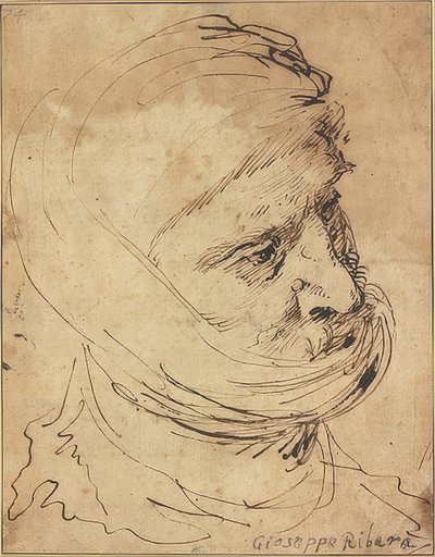 Głowa brodata, wiązana pod brodą szmatką autorstwa Jusepe de Ribera